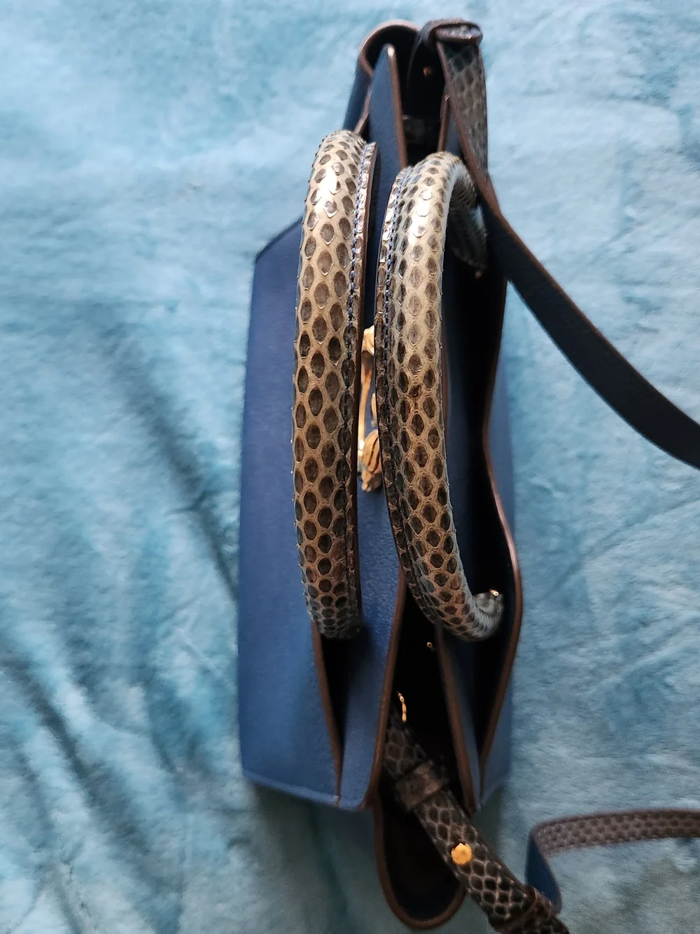 Vintage Roberto Cavalli Mainline Lion Head Turn-Lock Satchel With Cobra Details